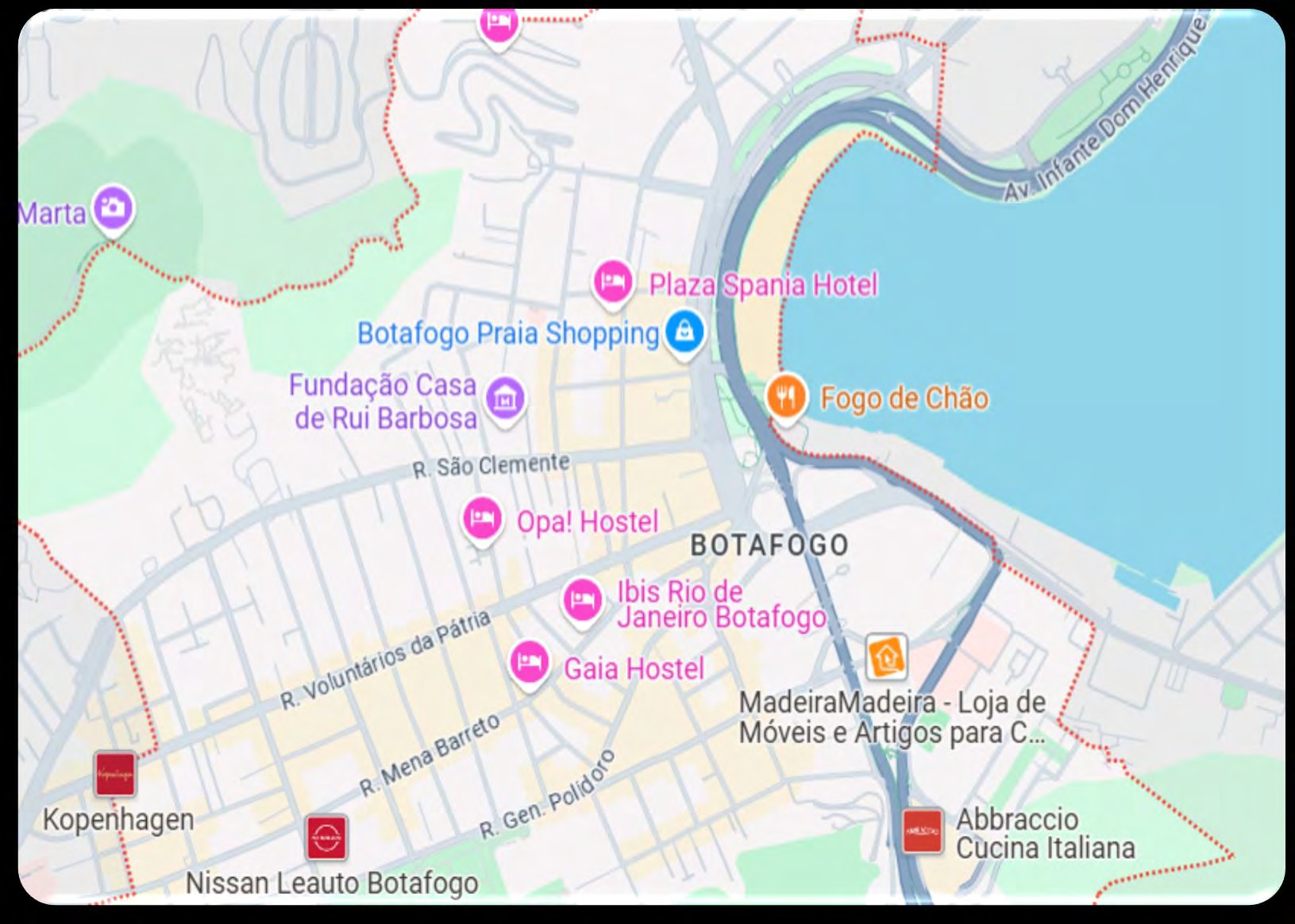 Mapa de localização do Projeto Mena em Botafogo